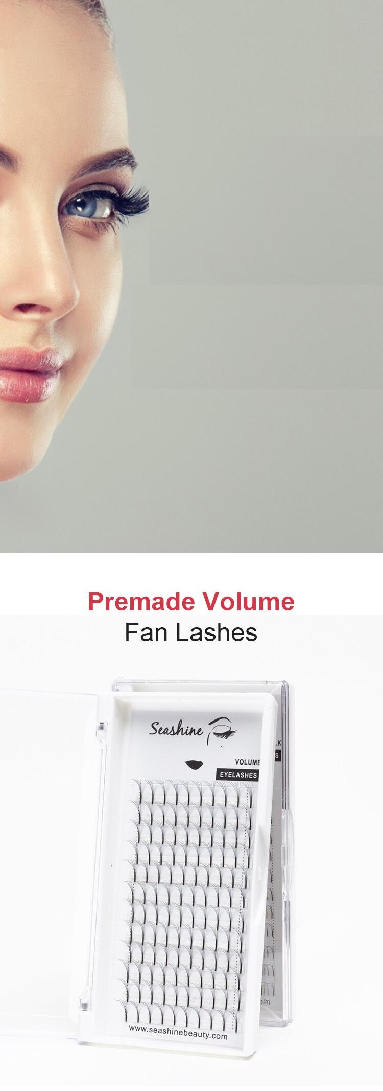 Seashine Russian Volume Fans Lashes Extension & 2D 3D 4D 5D 6D 8 - 15 MM Long Stem Pre Made Silk False Mink Individual Eyelash