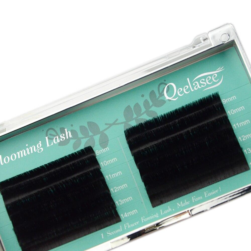 Qeelasee 2 Trays Easy Fanning Eyelashes Blooming Auto Flowering Lashes Faux Mink Volume Eyelash Extensions Cils Self-fanning