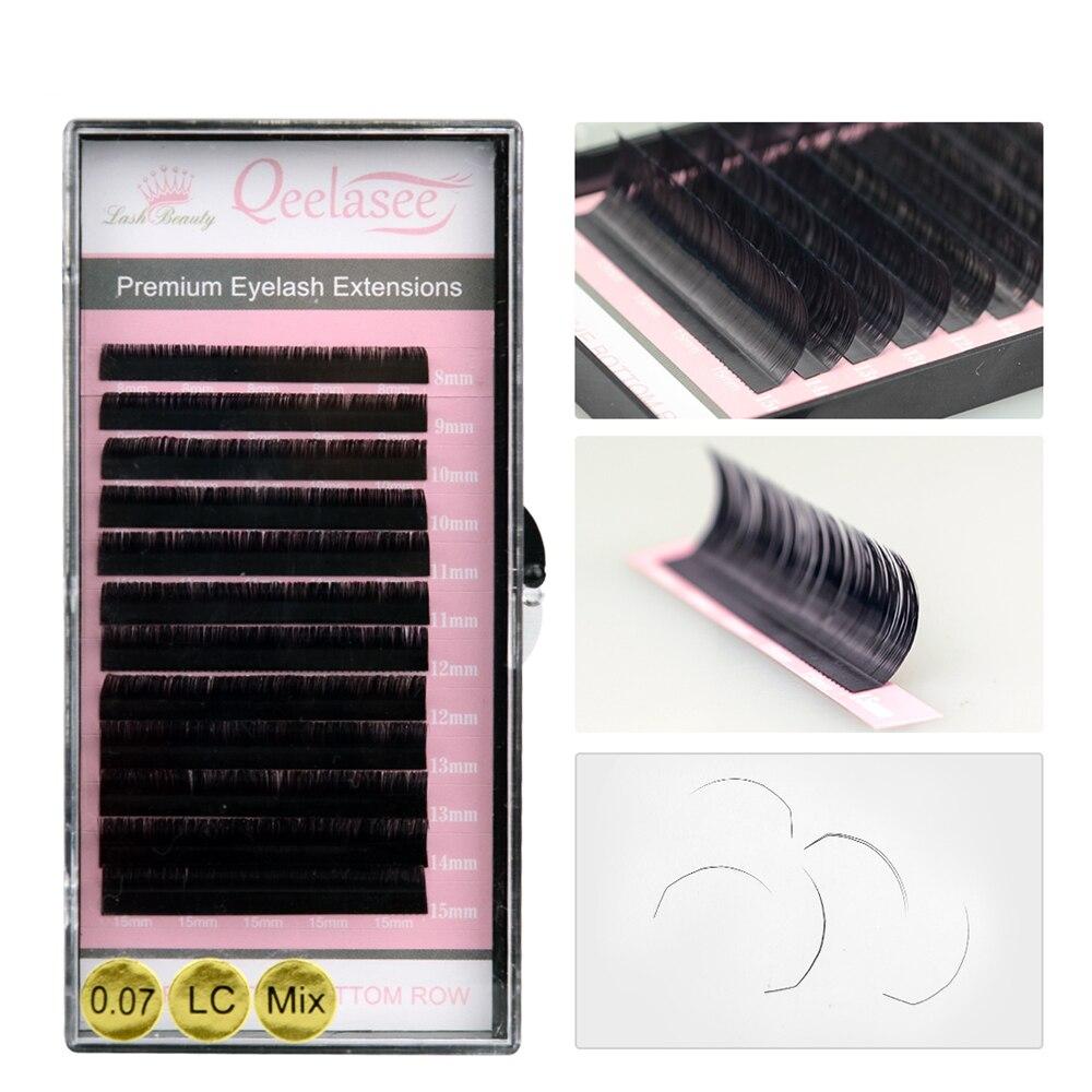 Qeelasee L/L+/LC/LD curl False Eyelash Extensions Mink Black Material 8-15mm Mixed Tray L curl Makeup Lashes